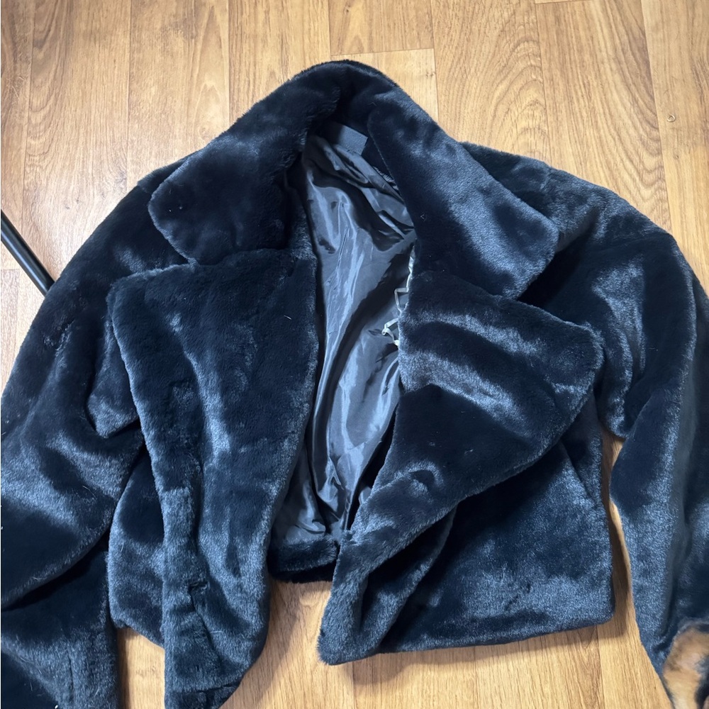 Luxurious Black Faux Fur Jacket